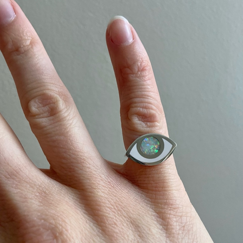 Opal Eye Ring Silver Jewelry - Picture 5 of 11